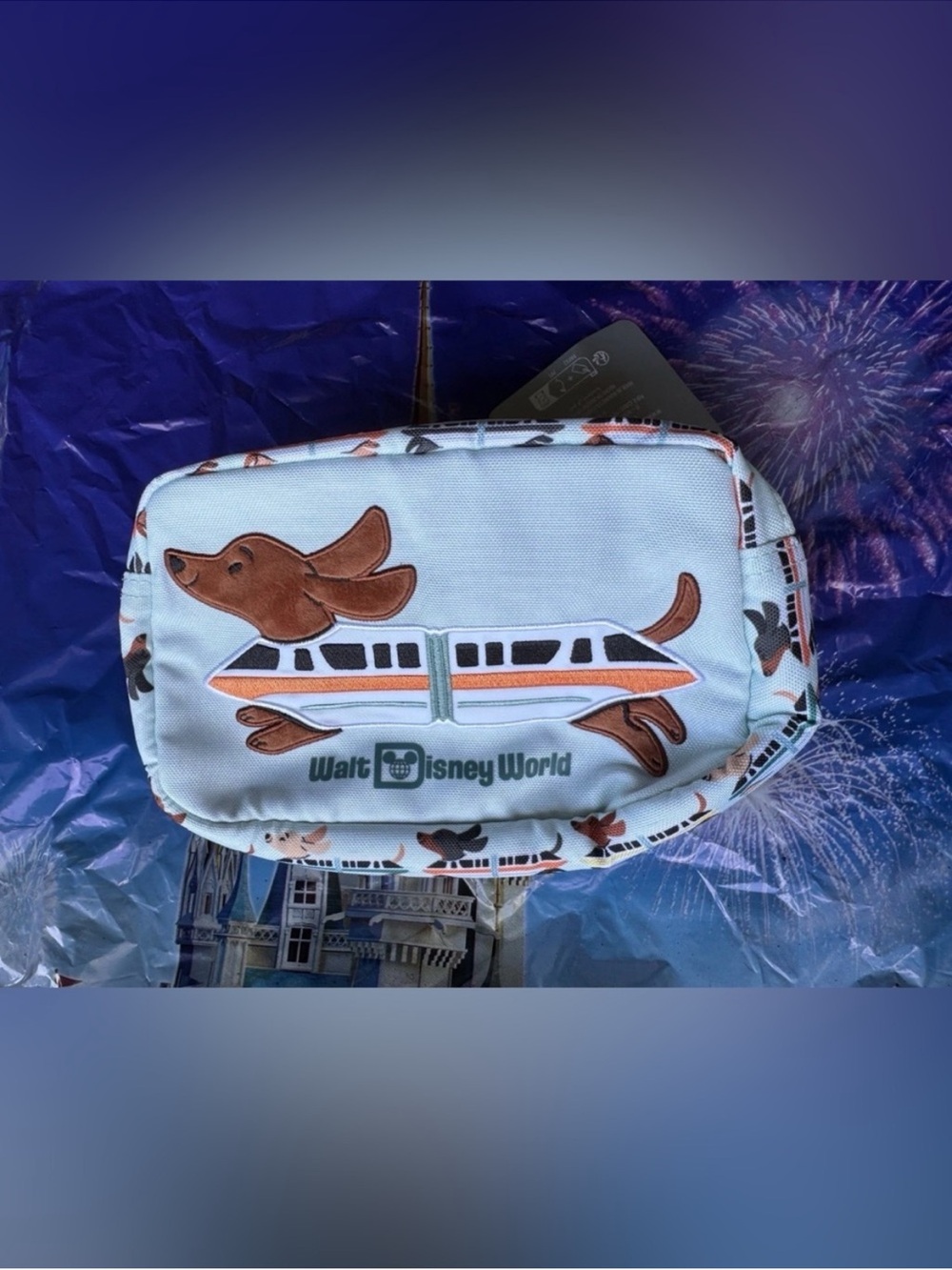 NWT Disney Mint Blue Dachshund Print Monorail Bag - Picture 2 of 4